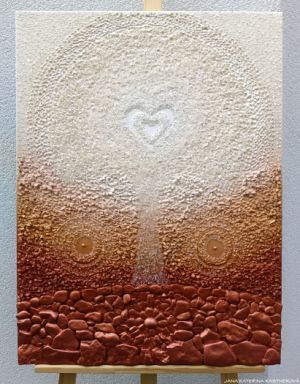 ... ZEMITÝ MOTIV PŘÍRODY - STROM ... - original, plátno 80x60cm, akryl s diamantovými křišťály a pískovými kameny