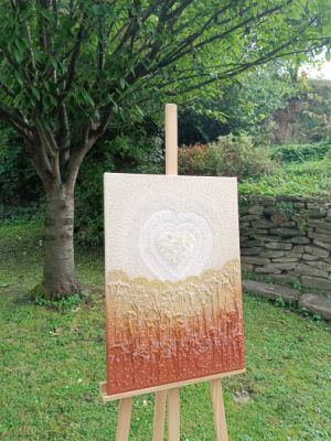 OBRÁZEK MALOVANÝ NA PŘÁNÍ - ... MOTIV PŘÍRODY - KŘIŠŤÁLOVÉ SRDÍČKO PRO TEBE ... - original, malba/ kresba na plátno 50x70cm, technika akryl s diamantovými křišťály