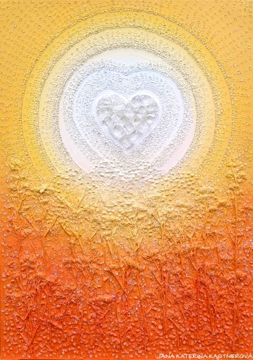 OBRAZ PRO KRÁSNOU ŽENU S VELKÝM SRDCEM - … JSI ÚŽASNÁ ... - original, plátno 70x50cm, akryl s diamantovými křišťály