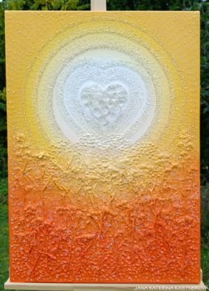 OBRAZ PRO KRÁSNOU ŽENU S VELKÝM SRDCEM - … JSI ÚŽASNÁ ... - original, plátno 70x50cm, akryl s diamantovými křišťály