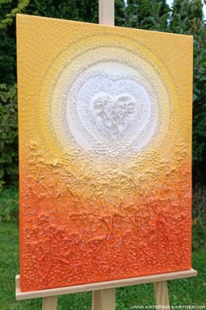 OBRAZ PRO KRÁSNOU ŽENU S VELKÝM SRDCEM - … JSI ÚŽASNÁ ... - original, plátno 70x50cm, akryl s diamantovými křišťály