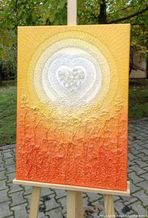 OBRAZ PRO KRÁSNOU ŽENU S VELKÝM SRDCEM - … JSI ÚŽASNÁ ... - original, plátno 70x50cm, akryl s diamantovými křišťály