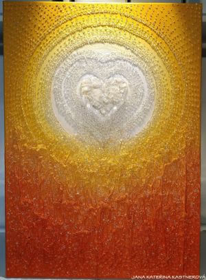 OBRAZ PRO KRÁSNOU ŽENU S VELKÝM SRDCEM - … JSI ÚŽASNÁ ... - original, plátno 70x50cm, akryl s diamantovými křišťály