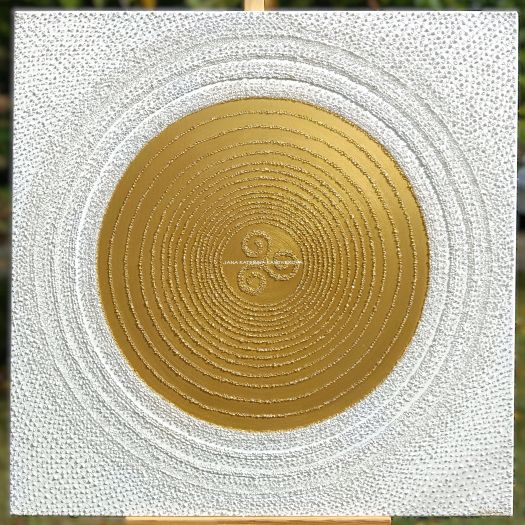... KELTSKÝ SYMBOL - ŠTĚSTÍ ... - original, plátno 100x100cm, technika akryl s diamantovými křišťály