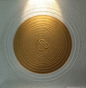 ... KELTSKÝ SYMBOL - ŠTĚSTÍ ... - original, plátno 100x100cm, technika akryl s diamantovými křišťály