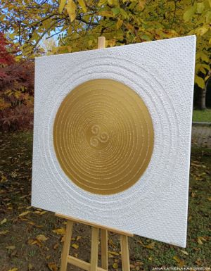 ... KELTSKÝ SYMBOL - ŠTĚSTÍ ... - original, plátno 100x100cm, technika akryl s diamantovými křišťály