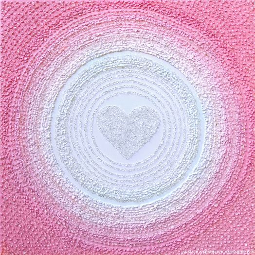 … V NĚZE, KŘEHKOSTI A NITERNOSTI … - originál, plátno 50x50cm, akryl s diamantovými křišťály