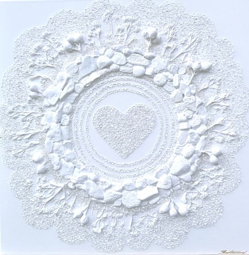 ... MOTIV PŘÍRODY - BYLINKOVÝ - ŠÍPEK, DOBRO-MYSL ... - originál, plátno 50x50cm, akryl s diamantovými křišťály, bylinkami - dobromysl a šípky