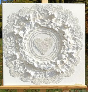 ... MOTIV PŘÍRODY - BYLINKOVÝ - ŠÍPEK, DOBRO-MYSL ... - originál, plátno 50x50cm, akryl s diamantovými křišťály, bylinkami - dobromysl a šípky