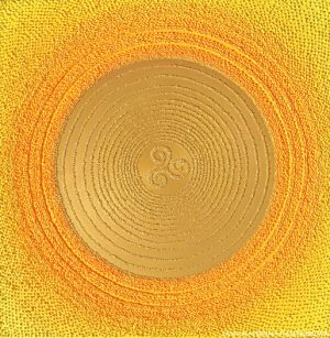 ... SLUNCE s keltským symbolem ŠTĚSTÍ ... - original, plátno 100x100cm, akryl s diamantovými křišťály