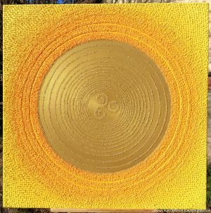 ... SLUNCE s keltským symbolem ŠTĚSTÍ ... - original, plátno 100x100cm, akryl s diamantovými křišťály