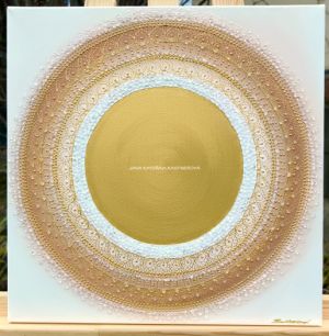 ... KÁVIČKOVÁ MANDALA - LATTÉ V. ... - original, plátno 40x40cm, akryl s diamantovými křišťály