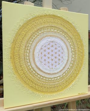 … SLUNEČNÍ MANDALA XIV. … - original, plátno 40x40cm, akryl s diamantovými křišťály