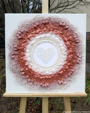 ... MOTIV PŘÍRODY - HOJNOST II. ... - original, plátno 50x50cm, akryl s diamantovými křišťály, pískovými kameny, šípky, bylinkami - dobromyslí