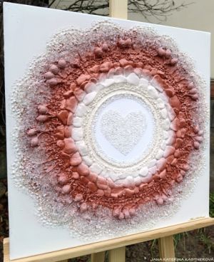 ... MOTIV PŘÍRODY - HOJNOST II. ... - original, plátno 50x50cm, akryl s diamantovými křišťály, pískovými kameny, šípky, bylinkami - dobromyslí