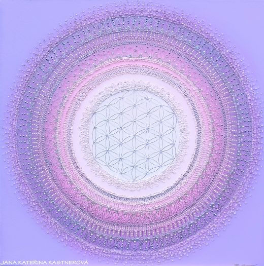 ... HOJNOST - VDĚČNOST A PŘIJETÍ V. ... - original, plátno 60x60cm, akryl s diamantovými křišťály