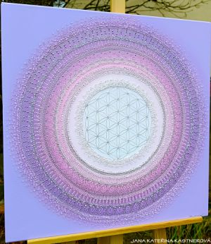 ... HOJNOST - VDĚČNOST A PŘIJETÍ V. ... - original, plátno 60x60cm, akryl s diamantovými křišťály