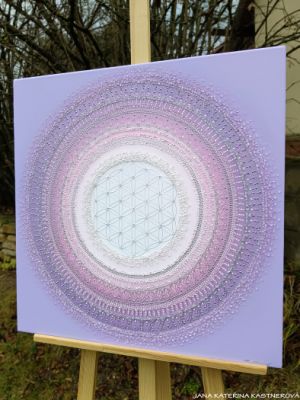 ... HOJNOST - VDĚČNOST A PŘIJETÍ V. ... - original, plátno 60x60cm, akryl s diamantovými křišťály