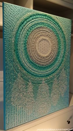 ... MANDALA - LAPAČ SNŮ VIII. ... - original, plátno 60x80cm, akryl s diamantovými křišťály