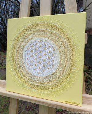 ...SLUNEČNÍ MANDALIČKA MALIČKÁ ... - original, plátno 30x30cm, akryl s diamantovými křišťály