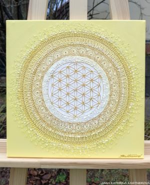 ...SLUNEČNÍ MANDALIČKA MALIČKÁ ... - original, plátno 30x30cm, akryl s diamantovými křišťály