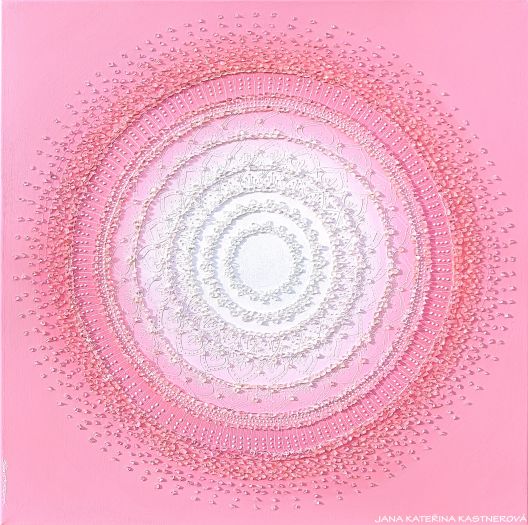 ... JSI ÚŽASNÁ ... DĚKUJI, ŽE JSI ... - original - plátno 50x50cm, akryl s diamantovými křišťály