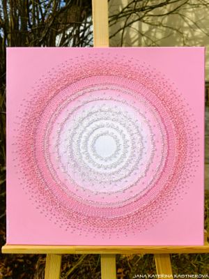 ... JSI ÚŽASNÁ ... DĚKUJI, ŽE JSI ... - original - plátno 50x50cm, akryl s diamantovými křišťály