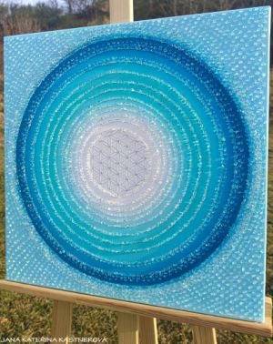 PRO BÁJEČNÉHO MUŽE ... DĚKUJI, ŽE JSI ... - original, plátno 50x50cm, akryl s diamantovými křišťály