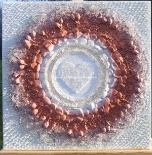 ... HOJNOST - MOTIVPŘÍRODY ... - original, plátno 50x50cm, akryl s diamantovými křišťály, pískovými kameny, bylinkami (dobromysl), šípky