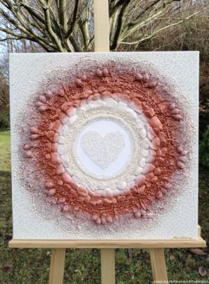 ... HOJNOST - MOTIVPŘÍRODY ... - original, plátno 50x50cm, akryl s diamantovými křišťály, pískovými kameny, bylinkami (dobromysl), šípky