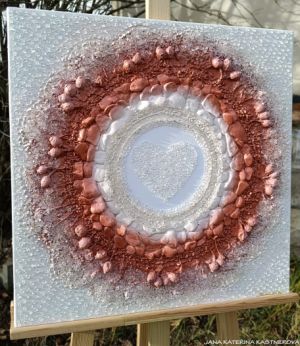 ... HOJNOST - MOTIVPŘÍRODY ... - original, plátno 50x50cm, akryl s diamantovými křišťály, pískovými kameny, bylinkami (dobromysl), šípky