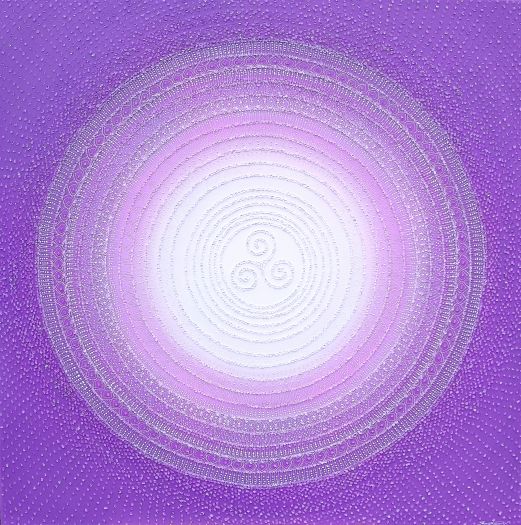 ... MANDALA - FIALOVÁ ... (obraz na přání pro paní SoŃu Vyškov) - original, plátno 100x100cm, akryl s diamantovými křišťály