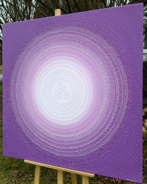... MANDALA - FIALOVÁ ... (obraz na přání pro paní SoŃu Vyškov) - original, plátno 100x100cm, akryl s diamantovými křišťály