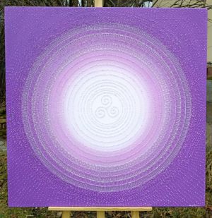 ... MANDALA - FIALOVÁ ... (obraz na přání pro paní SoŃu Vyškov) - original, plátno 100x100cm, akryl s diamantovými křišťály