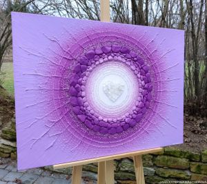 ... MOTIV PŘÍRODY - FIALOVÁ ... - OBRAZ NA PŘÁNÍ pro Haničku - original, plátno 60x80cm, akryl s diamantovými křišťály