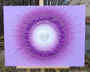 ... MOTIV PŘÍRODY - FIALOVÁ ... - OBRAZ NA PŘÁNÍ pro Haničku - original, plátno 60x80cm, akryl s diamantovými křišťály