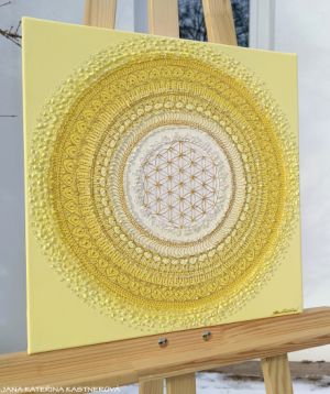 ... SLUNEČNÍ POHLAZENÍ ... - original, plátno 40x40cm, akryl s diamantovými křišťály