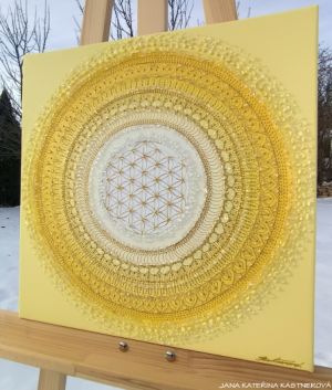 ... SLUNEČNÍ POHLAZENÍ ... - original, plátno 40x40cm, akryl s diamantovými křišťály