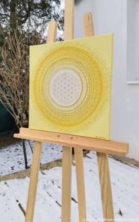 ... SLUNEČNÍ POHLAZENÍ ... - original, plátno 40x40cm, akryl s diamantovými křišťály