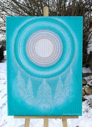 ... TYRKYSOVÝ LAPAČ SNŮ ... - original, plátno 60x80cm, akryl s diamantovými křišťály