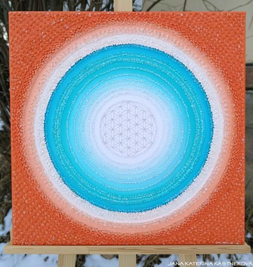 ... JINÁ MANDALA - ČAS NA ZMĚNU ... - original, plátno 50x50cm, akryl s diamantovými křišťály