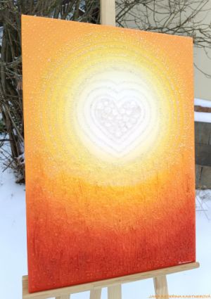 OBRAZ PRO KRÁSNOU ŽENU S VELKÝM SRDCEM ... DĚKUJI, ŽE JSI ... - original, plátno 50x70cm, akryl s diamantovými křišťály a bylinkami (dobro-mysl)