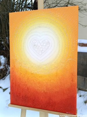 OBRAZ PRO KRÁSNOU ŽENU S VELKÝM SRDCEM ... DĚKUJI, ŽE JSI ... - original, plátno 50x70cm, akryl s diamantovými křišťály a bylinkami (dobro-mysl)