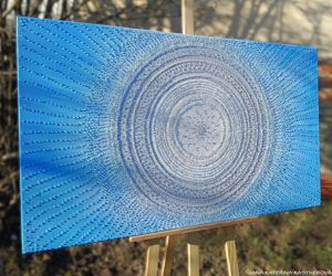 OBRAZ NA PŘÁNÍ ... MANDALA UVOLNĚNÍ, KLIDU, MÍRU, ZTIŠENÍ A PŘIJETÍ ... pro paní Jarušku Nová Paka - original, plátno 70x120cm, akryl s diamantovými křišťály