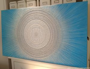 OBRAZ NA PŘÁNÍ ... MANDALA UVOLNĚNÍ, KLIDU, MÍRU, ZTIŠENÍ A PŘIJETÍ ... pro paní Jarušku Nová Paka - original, plátno 70x120cm, akryl s diamantovými křišťály