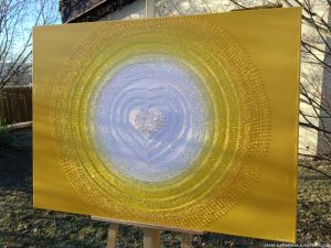 OBRAZ NA PŘÁNÍ pro paní Verunku z Plzně ... SLUNEČNÍ OBRAZ - JSI ÚŽASNÁ ...  - original, plátno 90x120cm, akryl s diamantovými křišťály