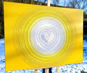 OBRAZ NA PŘÁNÍ pro paní Verunku z Plzně ... SLUNEČNÍ OBRAZ - JSI ÚŽASNÁ ...  - original, plátno 90x120cm, akryl s diamantovými křišťály