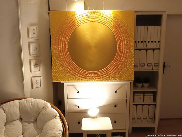 OBRAZ NA PŘÁNÍ ... SLUNCE PRO ÚŽASNOU PANÍ JANIČKU KAJU ... - original, plátno 120x100cm, akryl s diamantovými křišťály