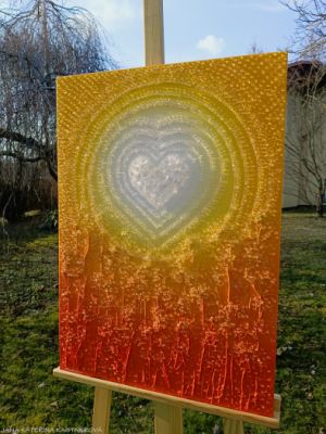 OBRAZ PRO KRÁSNOU ŽENU S VELKÝM SRDCEM ... DĚKUJI, ŽE JSI ... II. - original, plátno 50x70cm, akryl s diamantovými křišťály