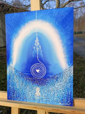 NITERNÉ ODPOVĚDI - TVOŘIVOST VII. - reprodukce obrazu - tisk na kvalitní grafický papír velikosti 30x40cm, v bílém rámu s vyšším profilem, ručně doplněn diamantovými křišťály